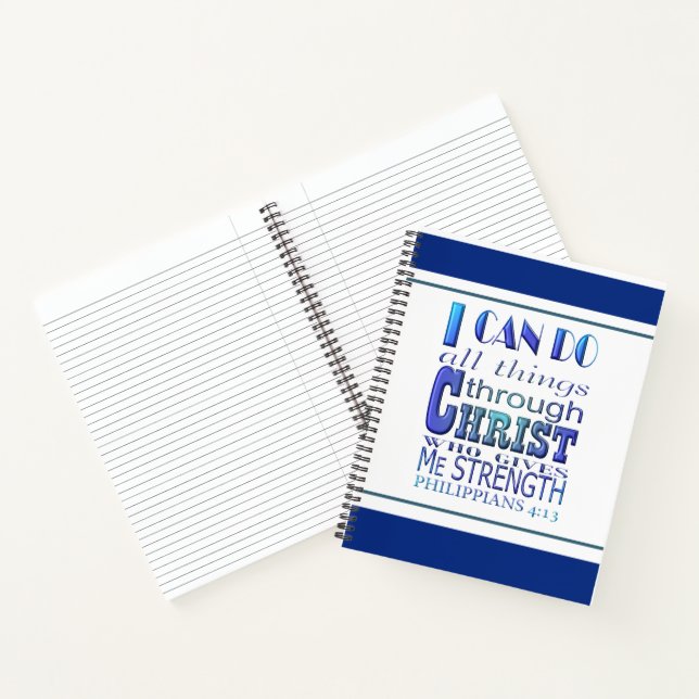 I can do all things through Christ Blue Text Notebook (Inside)