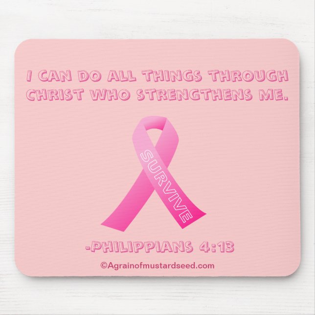 I can do all things through Christ Breast Cancer Mouse Mat (Front)