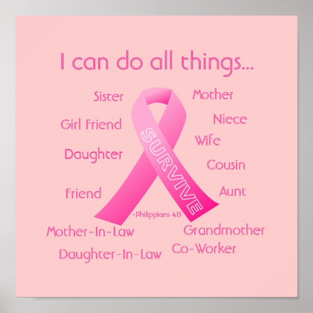 I can do all things through Christ Breast Cancer Poster (Front)