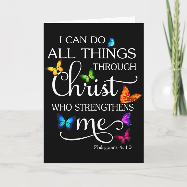 I Can Do All Things Through Christ Butterfly Art - Card (Front)
