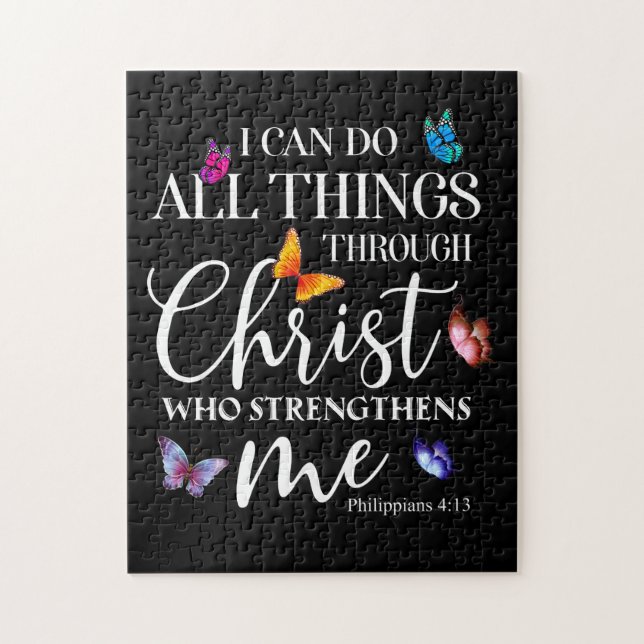 I Can Do All Things Through Christ Butterfly Art Jigsaw Puzzle (Vertical)