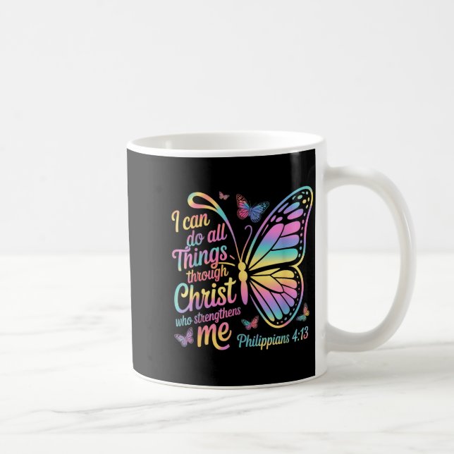 I Can Do All Things Through Christ Butterfly Bible Coffee Mug (Right)