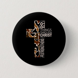 I Can Do All Things Through Christ Christian Camo 6 Cm Round Badge