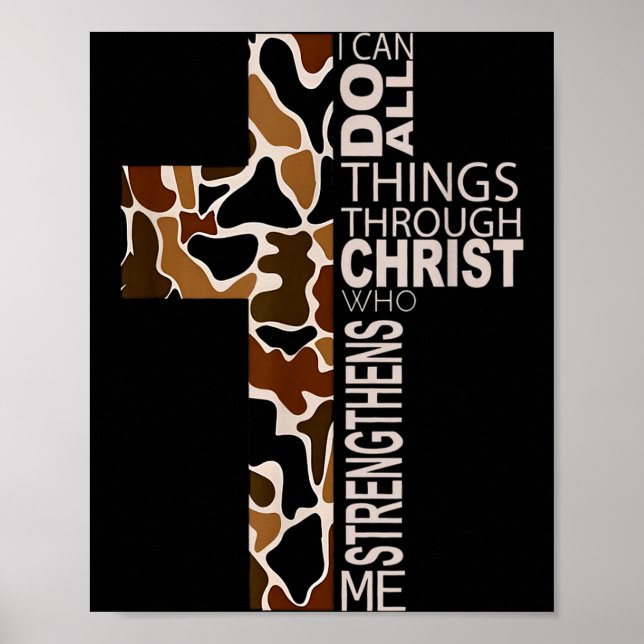I Can Do All Things Through Christ Christian Camo  Poster (Front)
