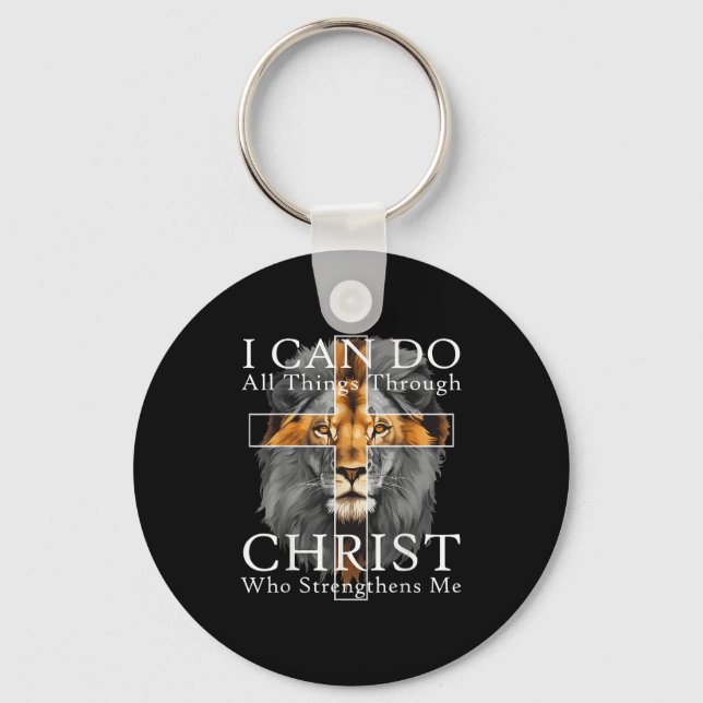 I Can Do All Things Through Christ Christian Lion  Key Ring (Front)