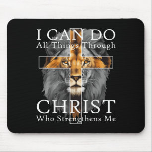 I Can Do All Things Through Christ Christian Lion Mouse Mat