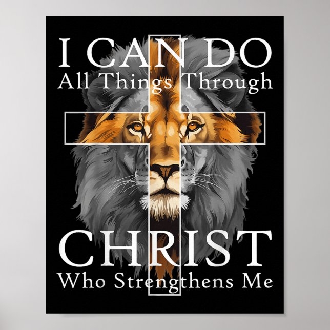 I Can Do All Things Through Christ Christian Lion  Poster (Front)