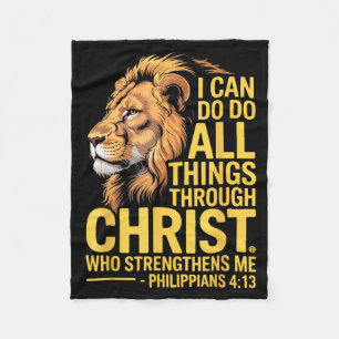 I Can Do All Things Through Christ, Cross Lino Chr Fleece Blanket