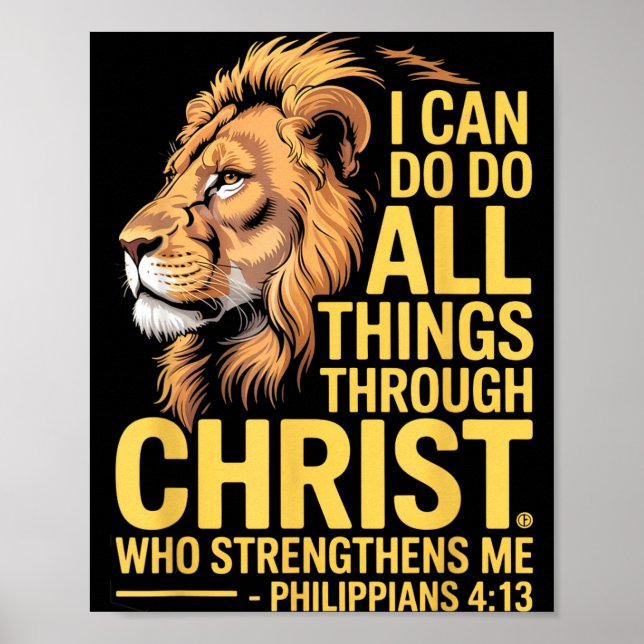 I Can Do All Things Through Christ, Cross Lino Chr Poster (Front)