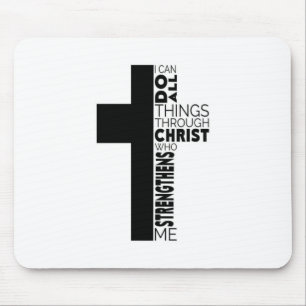"I Can Do All Things Through Christ" Cross Mouse Mat