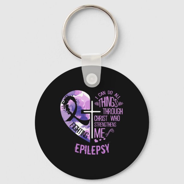 I Can Do All Things Through Christ - Epilepsy Awar Key Ring (Front)