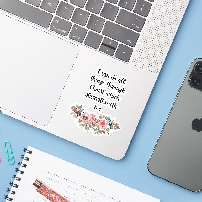 I Can Do All Things Through Christ Floral (Laptop w/ iPhone)