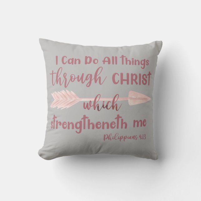 I Can do all things through Christ KJV Bible Verse Cushion (Front)