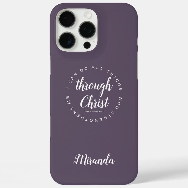 I Can Do All Things Through Christ Quote Purple Case-Mate iPhone Case (Back)
