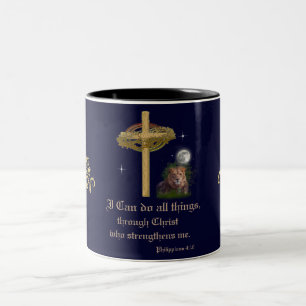 I can do all things through Christ scripture Two-Tone Coffee Mug
