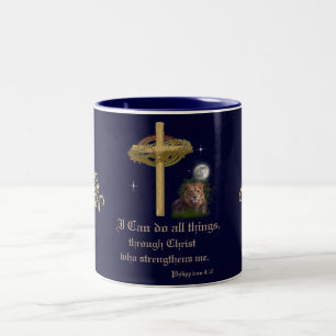 I can do all things through Christ scripture Two-Tone Coffee Mug
