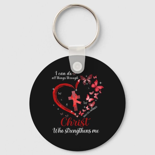 I Can Do All Things Through Christ Sickle Cell Awa Key Ring (Front)