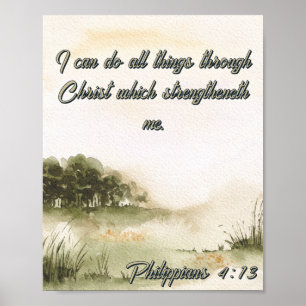I can do all things through Christ Watercolor Tree Poster