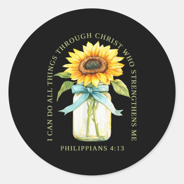 I Can Do All Things Through Christ Who Strengthens Classic Round Sticker (Front)