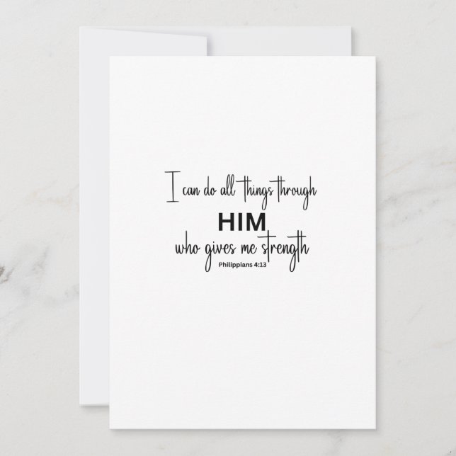 I can do all things through Him .... Thank You Card (Front)