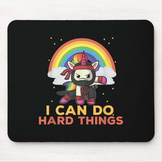 I Can Do Hard Things Rainbow Ninja  Mouse Mat (Front)