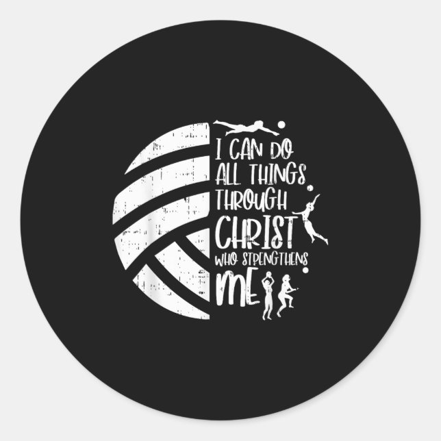 I Can Do Things Through Christ Volleyball Christia Classic Round Sticker (Front)