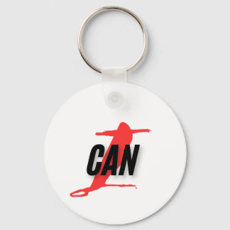 "I Can" Dynamic Red & Black Empowerment Word Art Key Ring
