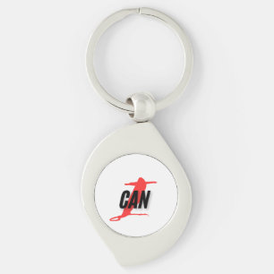 "I Can" Dynamic Red & Black Empowerment Word Art Key Ring