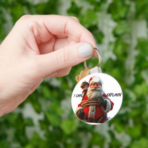 I Can Explain, Cartoon Santa Claus And Little Boy Key Ring