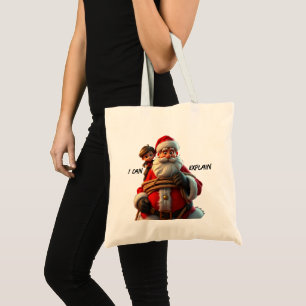I Can Explain, Cartoon Santa Claus And Little Boy Tote Bag
