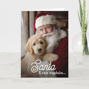 I Can Explain Funny Dog with Santa Pet Photo Holiday Card