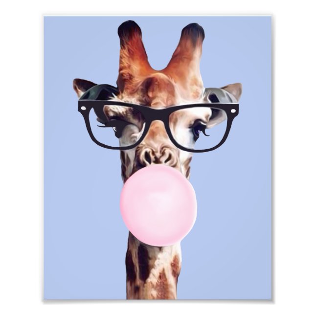 I Can Explain it to you Giraffe Blowing Gum  Photo Print (Front)