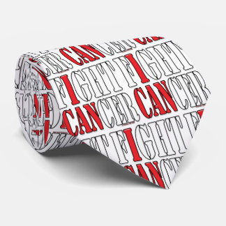 I CAN Fight Cancer Tie with Red Black White Design