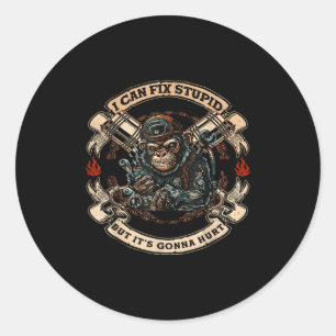 I Can Fix Stud But It's Gonna Hurt Monkey  Classic Round Sticker