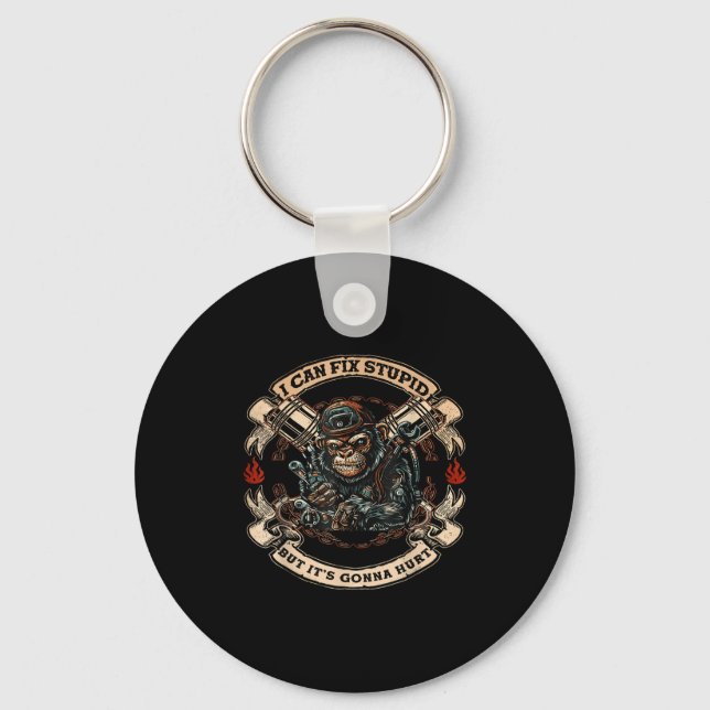 I Can Fix Stud But It's Gonna Hurt Monkey  Key Ring (Front)