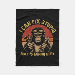 I Can Fix Stud But It's Gonna Hurt Monkey Vintage  Fleece Blanket