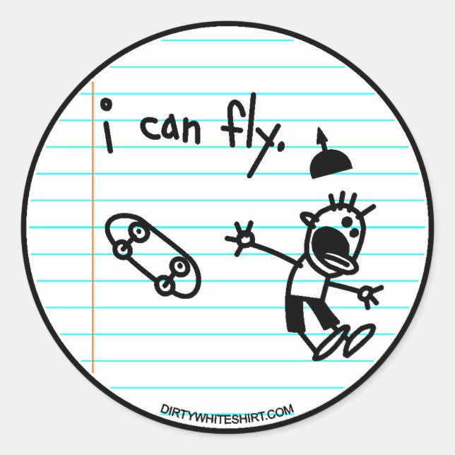 I can fly. classic round sticker (Front)