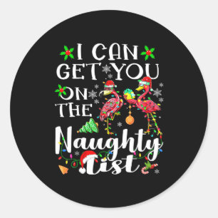 I Can Get You On The Naughty List Flamingo Christm Classic Round Sticker