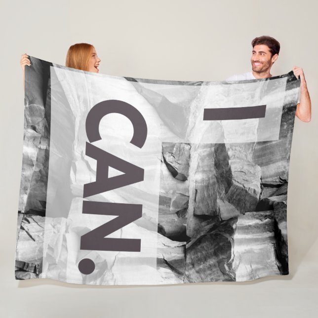 I Can Gray Stone Rock  Fleece Blanket (In Situ)
