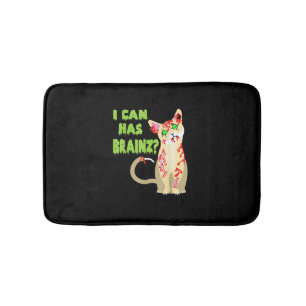 I Can Has A Brain Zombie Cat Shirt Bath Mat