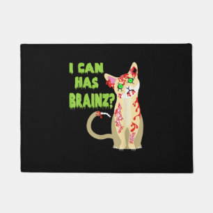I Can Has A Brain Zombie Cat Shirt Doormat