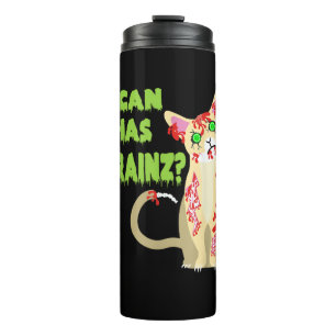 I Can Has A Brain Zombie Cat Shirt Thermal Tumbler