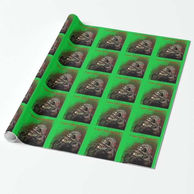 I can has brains? Zombie wrapping paper (Unrolled)
