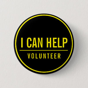 I Can Help Volunteer Black Yellow Button