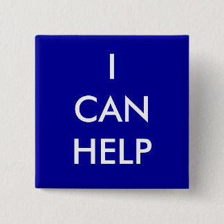 I Can Help  Volunteer Button Charity Event Blue