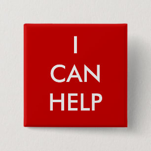 I Can Help  Volunteer Button Charity Event Red