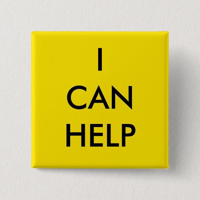 I Can Help  Volunteer Button Charity Event Yellow (Front)