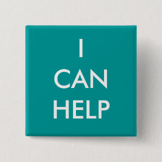 I Can Help  Volunteer Button Charity Events Blue
