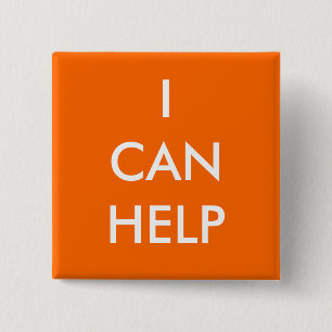 I Can Help  Volunteer Button Charity Events Orange