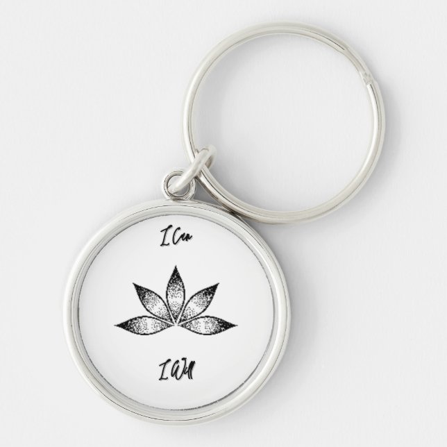 I Can I Will Inspirational Determination Lotus Key Ring (Front)